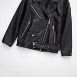 Fongt Temperament Casual Autumn New Imitation Leather Loose Zipper Jacket Jacket Women's Jacket