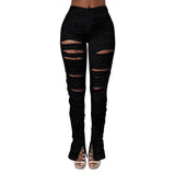 Nightclub Uniforms Ripped Solid Color Hoodie