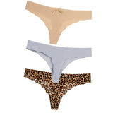 3Pcs Sexy G String & Thongs Women's Set Panties Solid Female Underwear Mid-Rise Silky Ladies Briefs Comfort Seamless