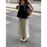 Fongt Sense Of The Color Stripe Splicing Sleeveless Sling Vest A Set Of Top Women Loose Thin A Word Half-Body Skirt Suit