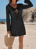 Fongt Beach Dress Sexy Hollow Perspective Knitted Long-Sleeved Bikini Shirt Sunscreen Woman