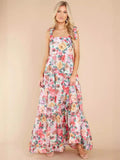 Fongt Summer New Women's Temperament Elegant One Word Collar Flower Halter Dress D2428-Outfit