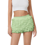 Sexy Beach Hot Pants Lotus Side Wave Solid-Colored Lolita Low-Rise Shorts Skirt