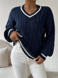 Fongt And Winter Temperament Hit The Color Of The Hangfang Sweater Loose V Collar Fashion Clad Women