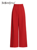 TWOTWINSTYLE Elegant Solid Color Trousers For Women High Waist Loose Casual Wide Leg Pants Female 2022 Spring Fashion