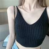 Girls Slim Thin V-Neck Wear Slings Small Vest Women Summer New Short Bottoming Shirt Ins