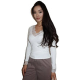 Fongt Lace Lace V-Neck Blouse In Autumn 2025 Hottie Long-Sleeved T-Shirt