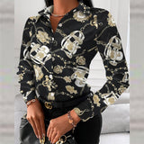 Office Shirt Elegant Turn-down Collar