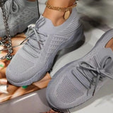 White Shoes Thick Bottom Sneakers Solid Plus Size Women's Shoes Comfortable Breathable Summer Outdoor Ladies Lace Up