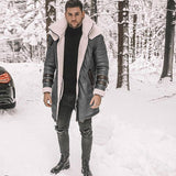 Fongt New Fur Integrated Men's Coat Black Five-Burst Thick Coat With Thick Coat Velvet