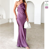 Fongt New Trendy Slanted Sling Fashion Showback Party Dress Dress Woman