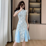 Fongt 2025 New Chinese Embroidery Desire Style Super Fairy Temperament Harvesting Girl Improves Cheongsam裙s
