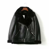 Fur Long Sleeved Loose Belt Warm Women's Jacket Lamb Wool Winter Thickened Locomotive Lapel Female Coat Beige Black Chic