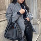 Fongt New Women's Casual Color Collar Single Buckle Large Pocket Loose Comfortable Long-Sleeved