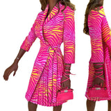 Style Women's V Neck Fashion Strap Waist Sleeve Pressure Pleated Dress-Outfit