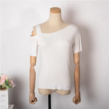 New 2022 Chic Korean Fashion Off Shoulder Knitted Sexy Sweaters Women Summer Vintage Elegant Lady Short Tops