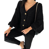 Knitted Tracksuit Women V Neck Cardigan Sweater And Elastic Pants Women's 2 Piece Set Knitting Suit 2021 Autumn
