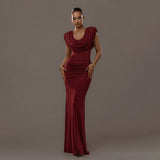 Fongt The Autumn Of 2025, The New Women's Pure Color Temperament Is Elegantly Folded And Collared Dress Women