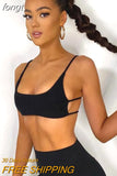 Cami Top Rib Knit Top Women Cut Out Crop Top Summer Clothes Slim Solid U Neck Vest Backless Camisole Streetwear Sport