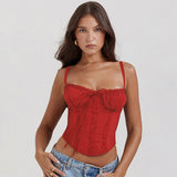 Fongt Summer New Lace Splicing Tie With Sexy Blouse Babes Sling Vest Woman