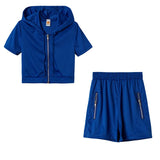 Fongt Women's Women's Solid Color Sports Leisure Suit With Hat Zipper Two Sets