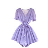 Fongt Women's Seaside Beach Pants Summer Dress New V-Neck Bubble Sleeves With Broad Legs Shorts