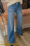 Hem Full-length Jean Women 2023 Autumn Winter Cotton Designer 90s Vintage Denim Pant Long Trousers Female