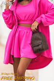 Turn Down Collar Lady Shorts Suit Women Loose Coats Shorts Three Piece Set Outfit 2023 Summer Solid Casual Tracksuit