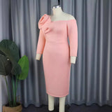 Fongt One-Shoulder Sexy Three-Dimensional Floral Dress Dress Elegant Body-Supling Party Dress Dresses