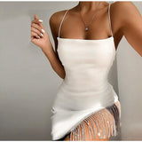 Tassel Spaghetti Straps Split Elegant