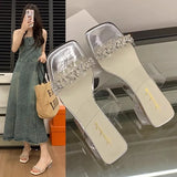 Fongt High And Cool Slippers Women Summer Wear High-End Sense 2025 New Transparent Coarse And Skirts Word Slippers
