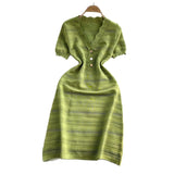 Fongt Stunning Green Dress Woman 2025 Summer New French High-End Temperament Knitted Dress