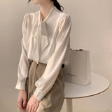 Fongt White Shirt Female Long Sleeve Spring Design Fashion Niche Shirt Professional Interview