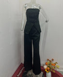 Fongt 2023 New Casual Fashion Suit Button Temperament Strapless Suit Pants-Outfit