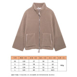 Fongt Women's Autumn And Winter Fashion Colliding Splicing Lead Resin Zipper To Keep Warm Imitation Lamb Jacket