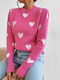 Fongt And Winter New Heart Pattern Loose Round Collar Knitting Jacket Sweater