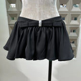 Spring Pop Pure Hot Girl Street Lace Lace Shoulder Clothes + Bows Solid Half Dress