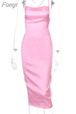 neon satin lace up women long midi dress bodycon backless elegant party sexy club clothes 2023 summer dinner