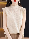 Sexy Lace Tank Tops Women Sleeveless Hollow Out Camis Knitted Vest Pullover Solid Black White Crop Top 2024-Outfit