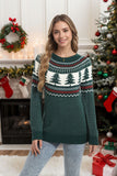 Fongt And Winter New Christmas Sweater Women Loose Knitted Green Pine Embroidered Clothes On The Head