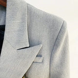QUALITY Newest 2023 Designer Jacket Star Style Women's Classic Lion Buttons Double Breasted Slim Fitting Blazer Pale
