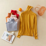 New-Coming Autumn Winter Tops Solid Turn-Down Collar Pullovers Female Thick Turtleneck Knitted High Street Women