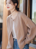 Fongt Good Design Knitted Coat Women's New Autumn 2025 Loose Low-Round Collar With Short Cardigan Top
