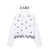 Fongt Homemade New Women's Embroidered Prefectural Cotton Clip Long Sleeve Shirt 3564065
