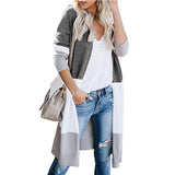 Fongt Clamming Long Knitted Sweater Rainbow Spliced Striped Cardigan Sweater Coat Women's Autumn And Winter