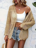 Fongt Beach Knitted Jersey In Summer 2025 Sexy Solid Color Knitted Beach Swimwear Shirt Sunscreen Cardigan