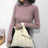 Autumn New Slim Long Sleeve Jumper Women Turtleneck Knitted Pullover Winter Sweater Women Soft Warm Sweater Pull Femme