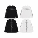 Fongt Selling Retro Water Washing Trend Pattern Casual Loose Street Style Print Top