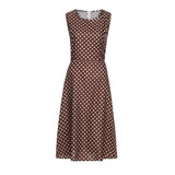 Dress Sleeveless O-neck Vestidos Women Elegant Thin Dot Printing Mid-Calf Casual Dress Female 2023 Summer New-Outfit
