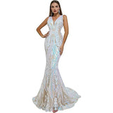 Fongt New Annual Evening Dress Sleeveless Sexy V-Neck Dress Party